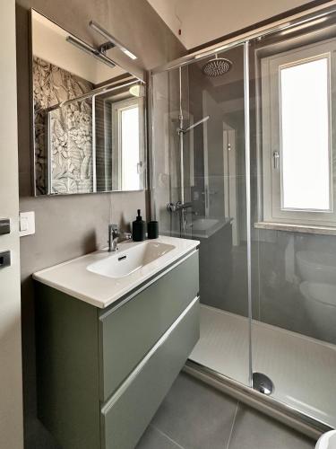 a bathroom with a sink and a shower at La Sabinese in Frasso Sabino