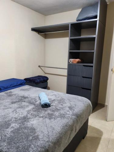 a bedroom with a bed and a dresser at Departamento cercano AIFA in Santa Cruz Tecamac