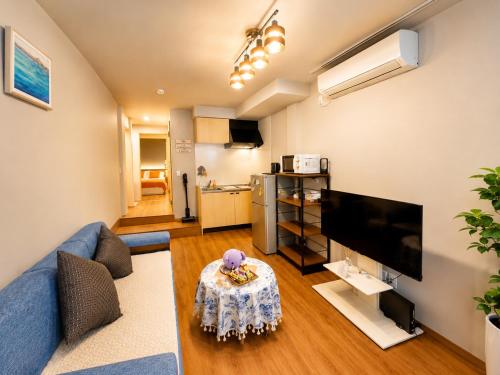 Spacious 38 square meter Suite with Separate Living Room and Bedroom, 2 Double Beds, JR and Osaka Metro Access
