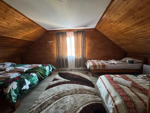 a room with two beds and a window at CASA R&D in Moisei