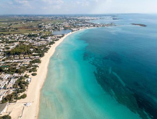 an aerial view of a beach and the ocean at Marea Blanca - Rooms & Garden in Torre Lapillo