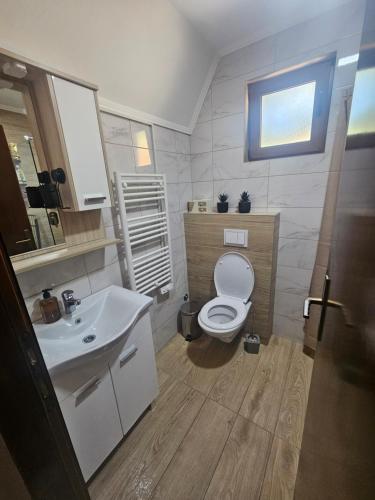 a bathroom with a white toilet and a sink at Vikendica IVA in Pale