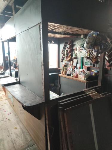 a kitchen with a counter and a counter top at Venido del mar beach in Cartagena de Indias