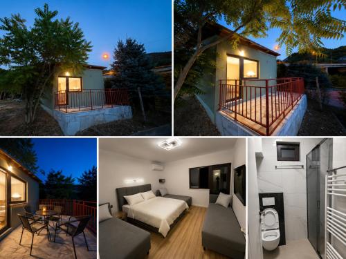 a collage of three pictures of a house at Hidden Hills Cottage Sarajevo in Sarajevo