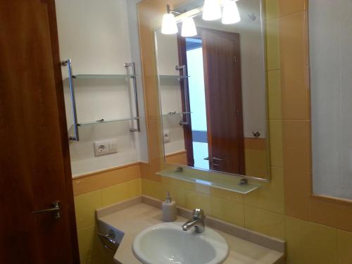 La salle de bains est pourvue d'un lavabo et d'un miroir. dans l'établissement Malhara, à Séville