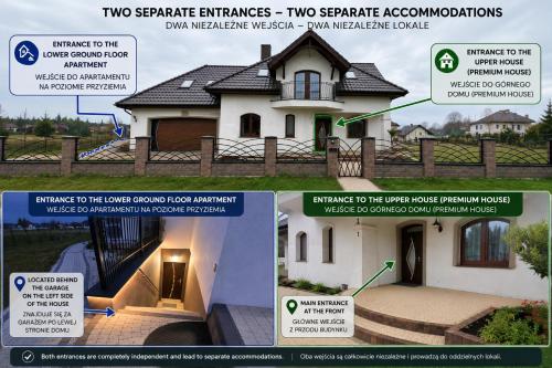 a collage of three pictures of a house at Loft Haven - Loftowa Przystań in Trzemeszno
