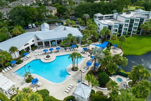 an aerial view of the pool at the resort at Marriott's Royal Palms in Orlando