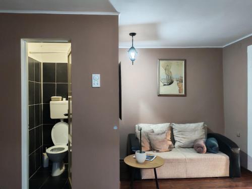 a living room with a couch and a table at Apartman IVANA in Vrdnik
