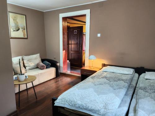 a living room with two beds and a couch at Apartman IVANA in Vrdnik