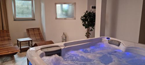 a large tub filled with water in a living room at La Merveille 795-848-628 in Solina