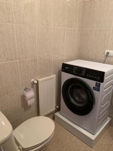 a bathroom with a toilet and a washing machine at Atalaya 5 - VUT5463AS in Ribadesella