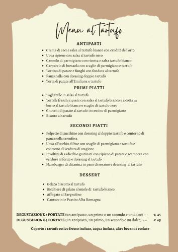 a letter template for a menu of a restaurant or cafe with a document at B&B il Tartufo in Sozzi