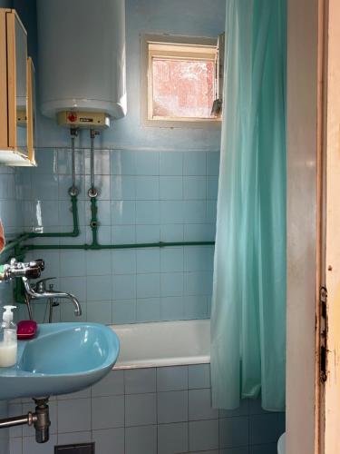 a bathroom with a sink and a bath tub at Sremac in Kupinovo