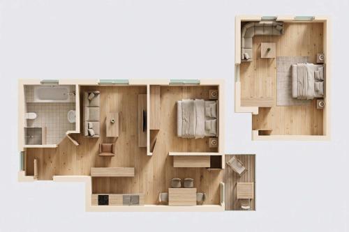a rendering of a floor plan of a house at Loddin Ferienwohnung Inselzeit in Loddin
