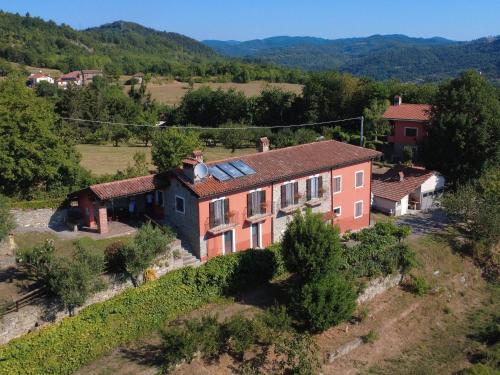 an aerial view of a house in a field at Cà del Prino in Millesimo