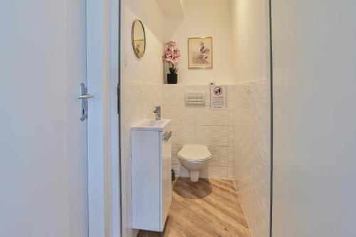a bathroom with a toilet and a sink at Gite du Bord de mer in Avrillé