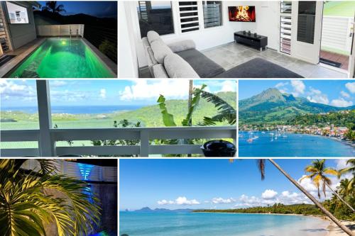 a collage of photos of houses and the ocean at Villa Alizé Kreyol in Le François