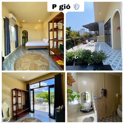 a collage of pictures of a house with a room at Nắng Vĩnh Hy in Ninh Hải