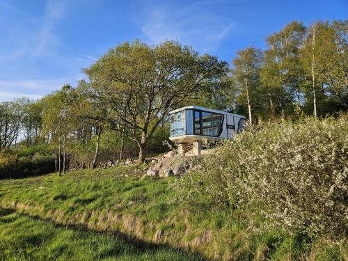 ein Haus, das auf einem Hügel thront in der Unterkunft Forest Capsule in Uddevalla