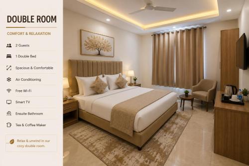 a screenshot of a hotel room with a bed at EZ Homes in Abu Dhabi