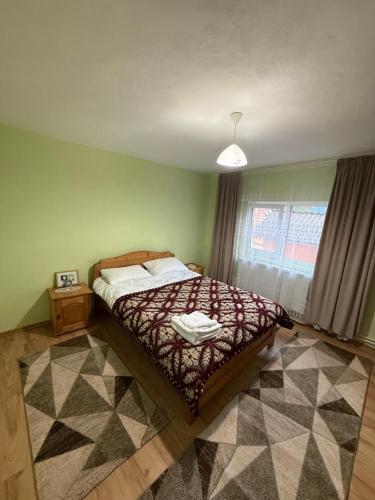 a bedroom with a bed and a window at Casa din Deal in Runc