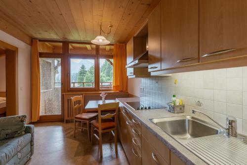 a kitchen with a sink and a counter top at Unterbergerhof - Escape daily life - Enjoy nature - Explore more with activeCARD Sterzing in Val di Vizze