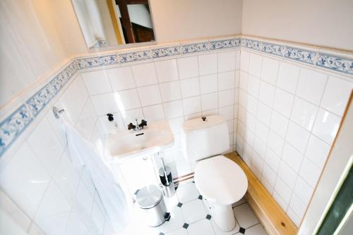 een badkamer met een toilet en een wastafel bij Urshult Hotell in Urshult