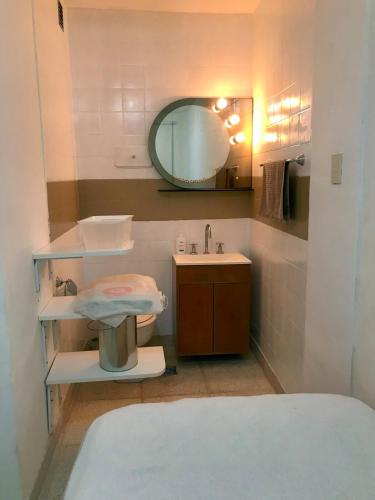 a bathroom with a sink and a mirror at Palermo facing Las Heras Park in Buenos Aires