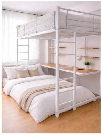 a white bunk bed in a room with a white bed at Luna house in Zaragoza
