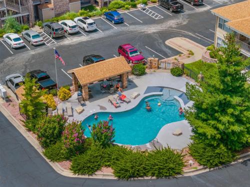 an aerial view of a pool in a parking lot at Smirnoff Pointe Lakefront in Hollister