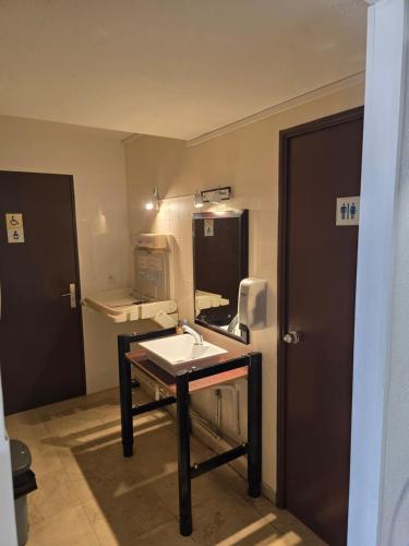 a bathroom with a sink in a room at HAVANA Hôtel in Sens