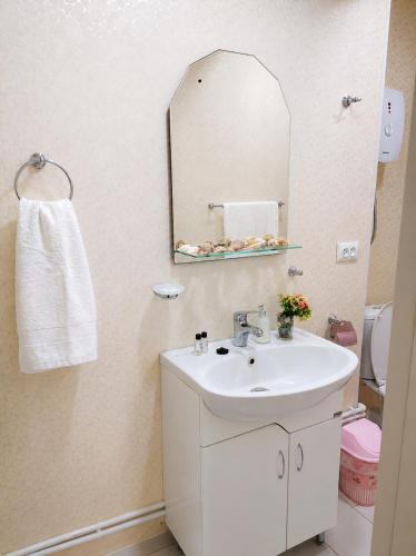 a bathroom with a sink and a mirror at Guest House in Sanahin in Sanain