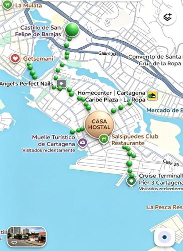 a map of sorrento and its attractions at CONFORT Room AIRE AC - Desayuno - Tv - Baño Compartido - Excelente Ubicación Muelle Cruceros - Exquisita Atención y Buen Ambiente in Cartagena de Indias