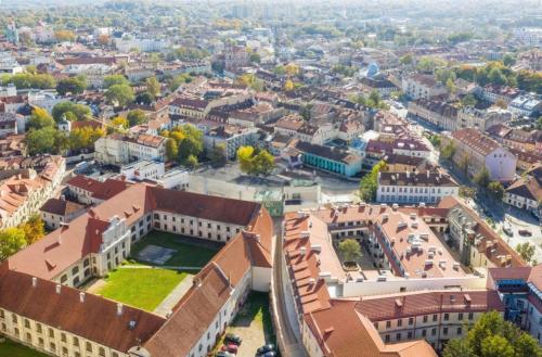 an aerial view of a city with buildings at Vilnius Apartments & Suites – Old Town in Vilnius