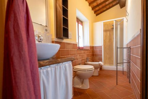 a bathroom with a toilet and a sink at La Casina dei Lapi in Catabbio