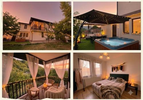 a collage of pictures of a house with a swimming pool at Kassandrova Guest House & Spa in Bratsigovo