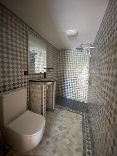 a bathroom with a toilet and a sink at Rif House MEDIOUNA in Tangier