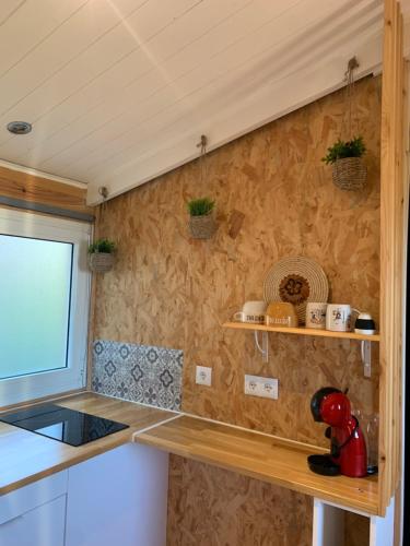 a tiny kitchen in a tiny house at studio P ti koin trankil in La Possession