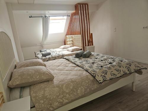 a bedroom with two beds and a window at Gîte MARS in Torcenay