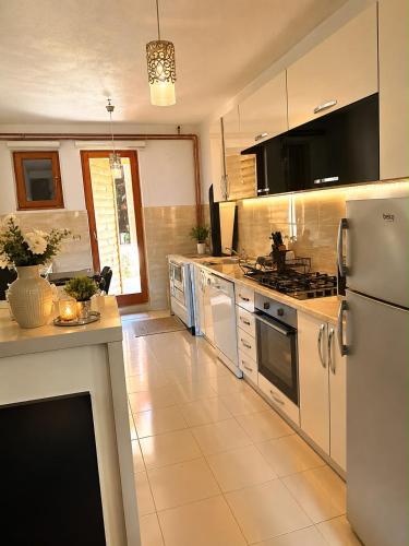 a kitchen with a refrigerator and a stove top oven at Weekend house Grahovača in Rožaje