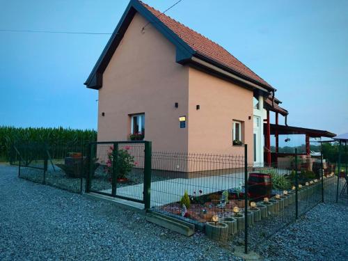 a fence in front of a house with plants at Kuća za odmor-Zeleni raj in Srpska Kapela