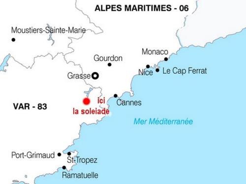 a map of australia and theinders mainland at 15mn de Cannes, Villa la Soleiade , Gite ,Lodge , type T2, clim, piscine, parking au Lac de Saint-Cassien VAR in Montauroux