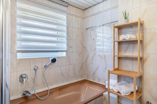 a bathroom with a sink and a shower at Zwischen Schwarzwald und Rhein in Sinzheim