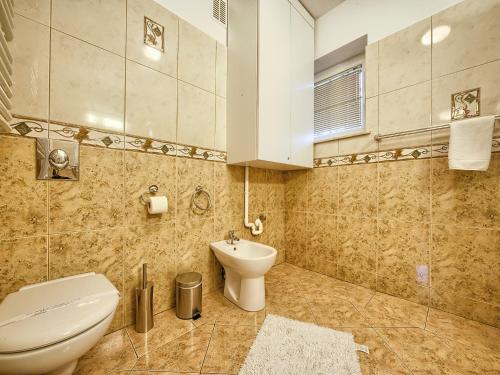 ザコパネにあるVisitZakopane - Garden Apartmentのバスルーム(トイレ、洗面台付)