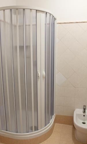 a shower in a bathroom with a toilet at Agriturismo I TRE TIGLI in Rignano Flaminio