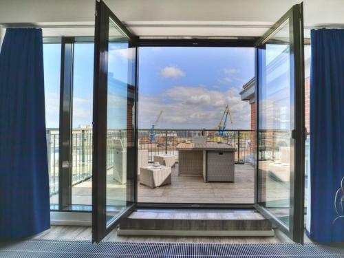 a view from the balcony of a building at Ohlerich Speicher App_ 46 in Wismar