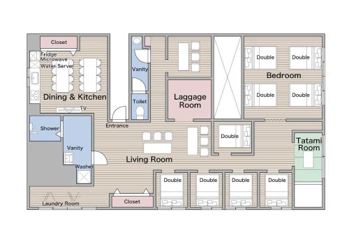 Namba Kuromon 201-Hokusai House 3 Min to Dotonbori 6BR Sleeps 18
