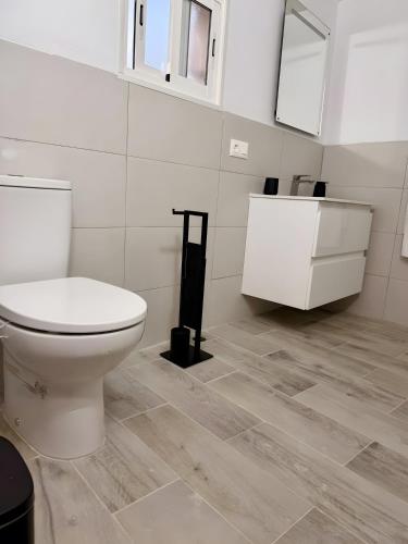 a bathroom with a toilet and a sink at Finca Domingo in Fasnia