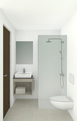 a white bathroom with a toilet and a sink at Apartements Mitterstill in Völs am Schlern