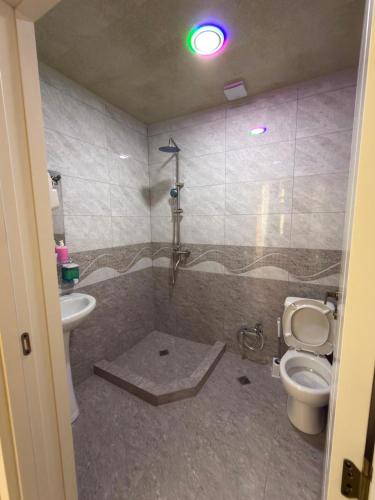 a bathroom with a toilet and a sink at G&G დასასვენებელი სახლი in Tsaghveri